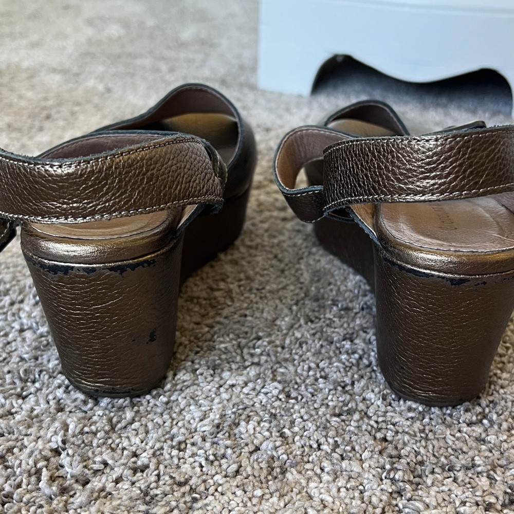 Chocolat Blu Metallic Bronze Peep-Toe Slingback Sandals - Picture 4 of 5